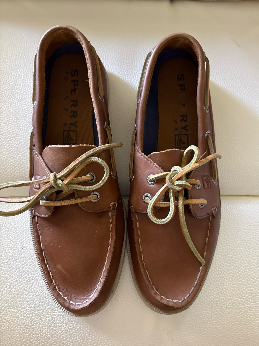 Sperry Top-Sider Authentic Original 2-Eye Boat Shoes Tan Leather Men’s 10M